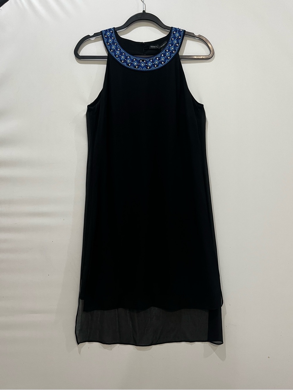 White House Black Market Dress 6 Black Blue Country Cowgirl Western Aztec Boho